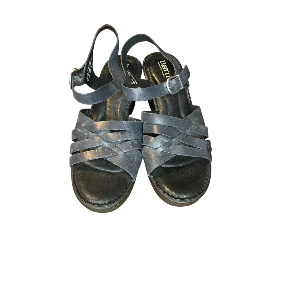 Born Women's Carmo Woven Strap Slingback Sandal US 8 Black Leather Block Heel - Picture 6 of 6